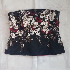 WHBM Bustier Red Floral White House Black Market